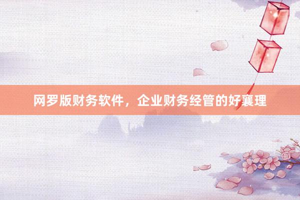 网罗版财务软件，企业财务经管的好襄理